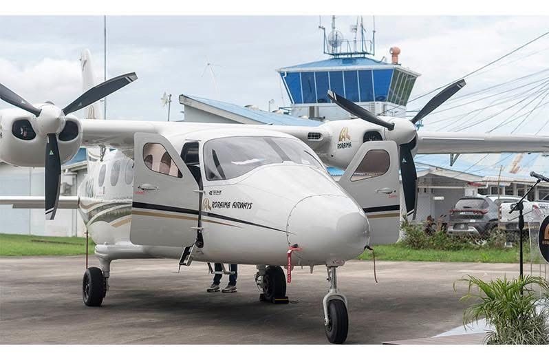 Tecnam P2012 on the apron at Ogle